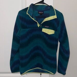 Women’s Patagonia Blue and Yellow Striped Pullover Sz XS